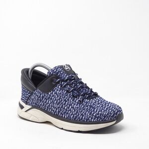 Zeba Mens Hands-Free Sneakers Midnight Navy Blue White Knit Slip On Size 8